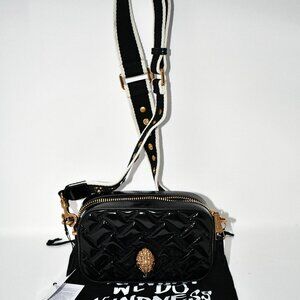 Kurt Geiger Kensington SMALL Studded Strap Quilted Camera Crossbody Black #90789